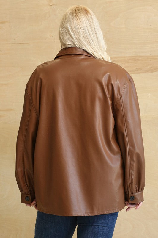 Leather Shacket (Size 1X)