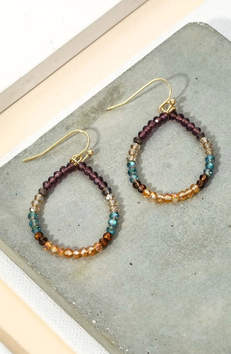 Glass Beaded Teardrop Cutout Earrings