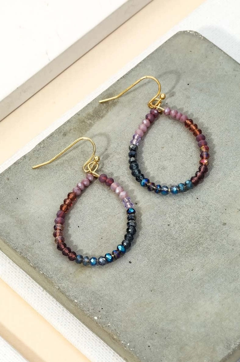 Glass Beaded Teardrop Cutout Earrings