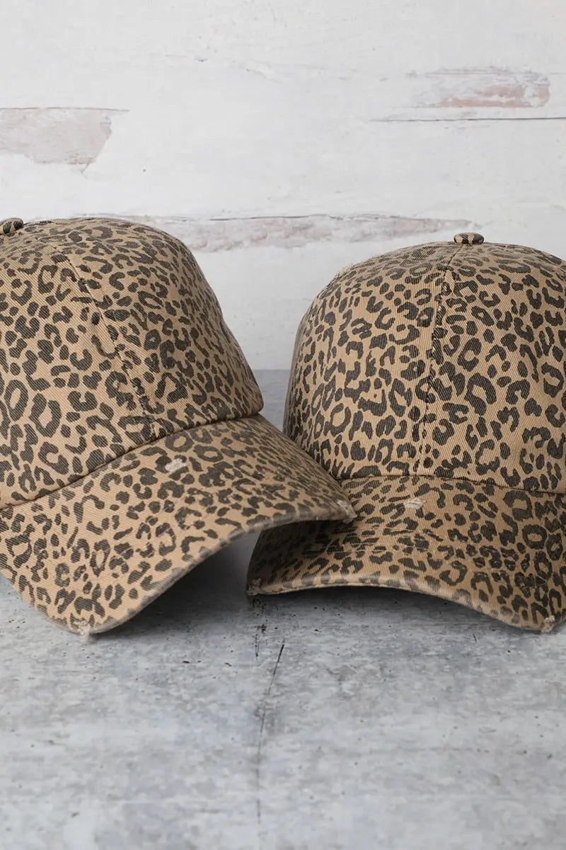 Leopard Distressed Baseball Cap