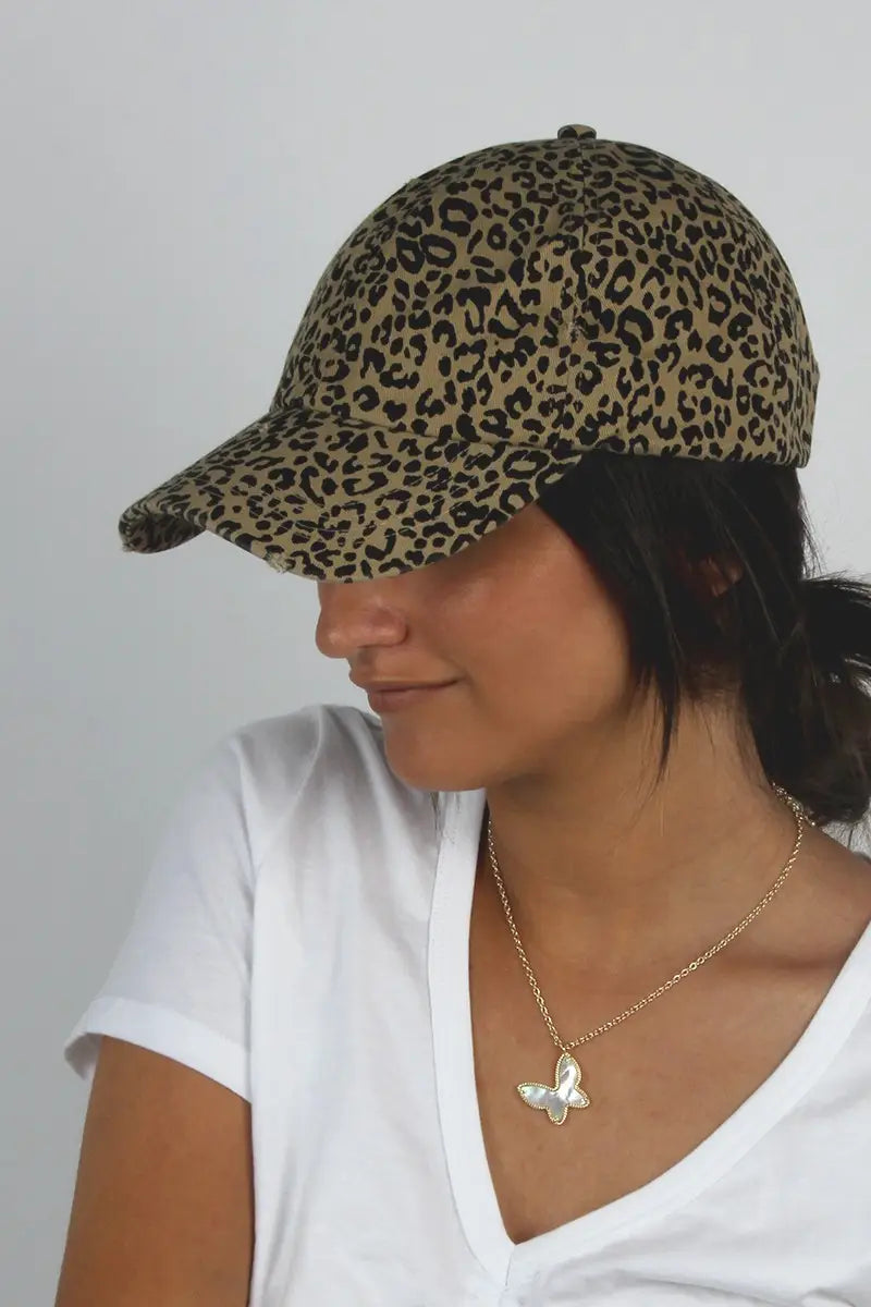 Leopard Distressed Baseball Cap