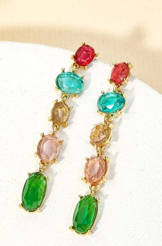 Multi Color Crystal Dangle Earrings