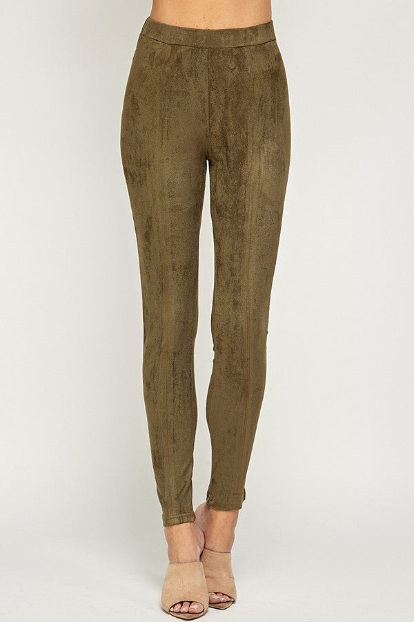 Olive Suede Leggings (size medium)