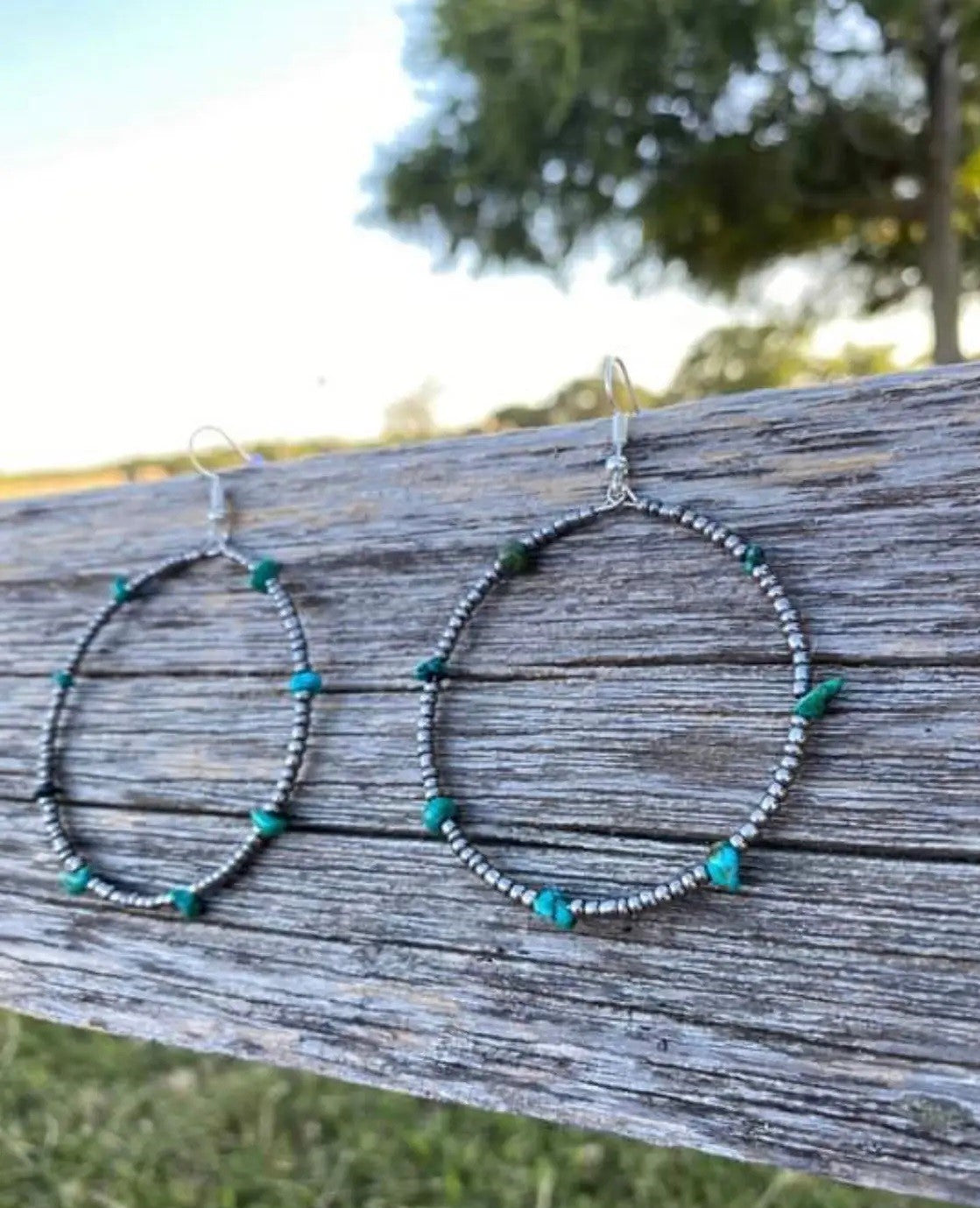 Silver Beads/Turquoise Hoops