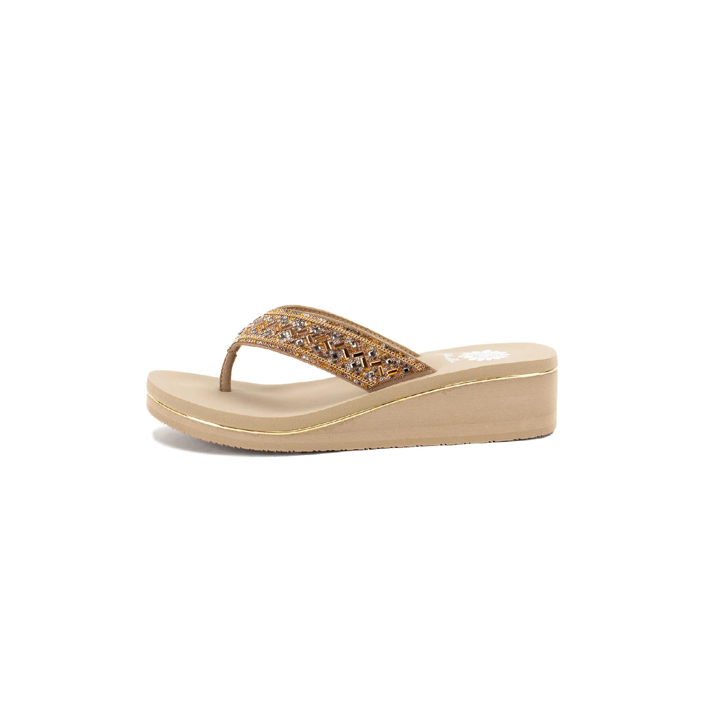 Srida Taupe Multi Yellow Box Flip Flops