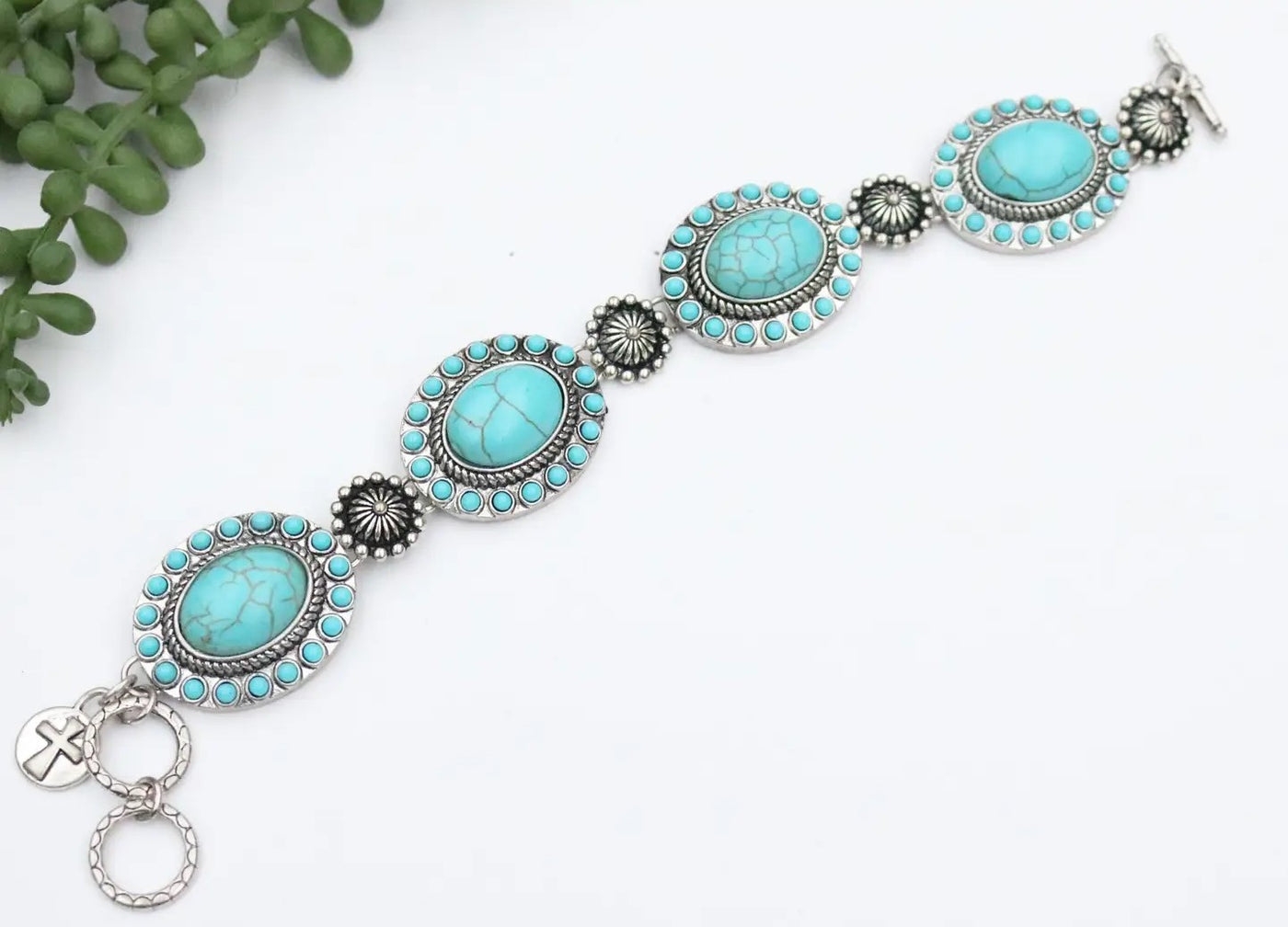 Turquoise Concho Link Bracelet